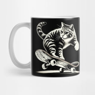 Skater Cat T-Shirt – Feline Skateboarder Urban Tee Mug